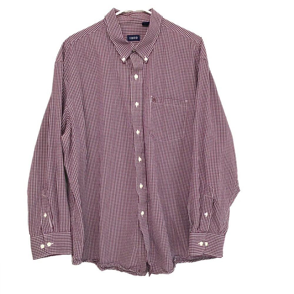Izod Men's Burgandy Plaid Shirt XXL